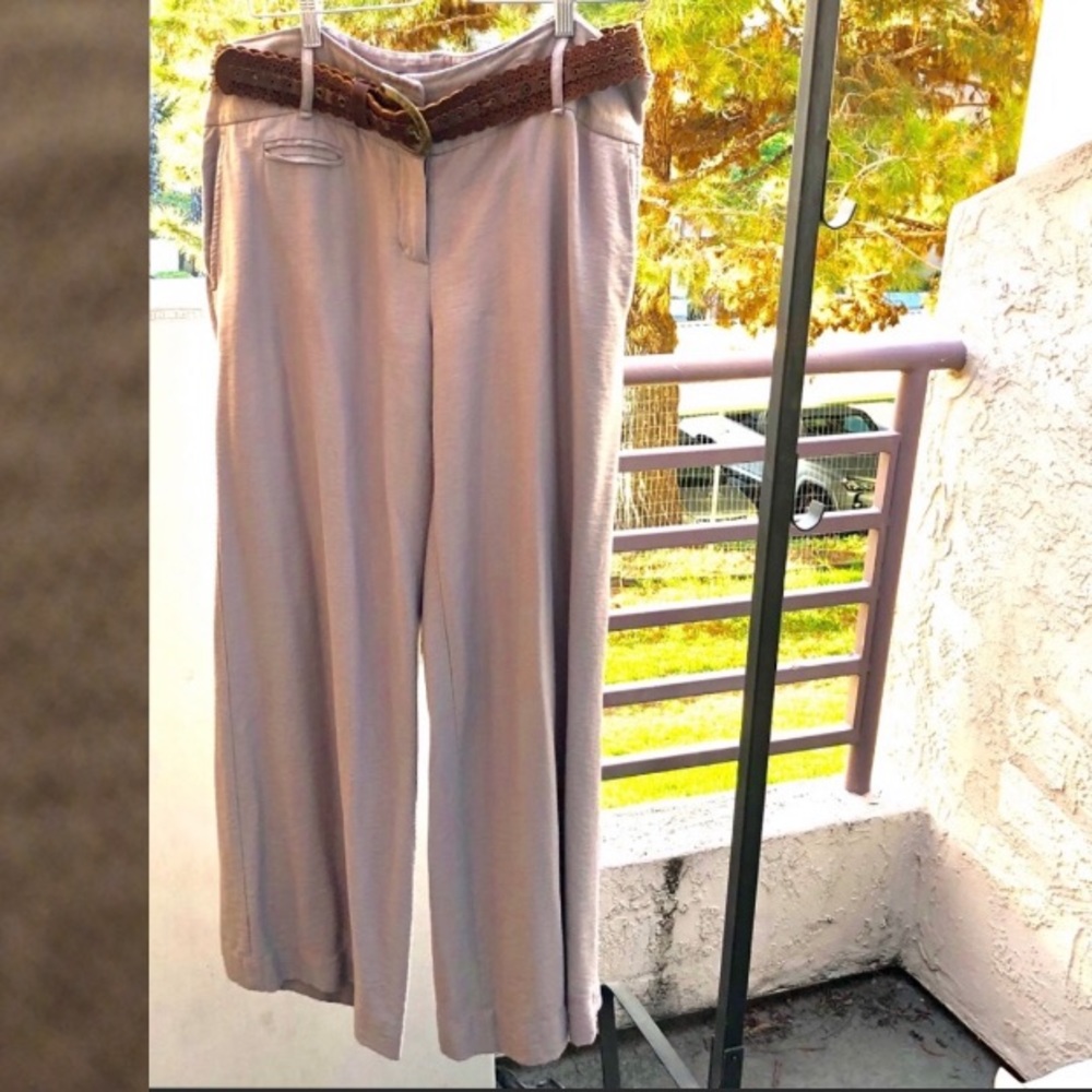 BCBGMAXAZRIA Tan Wide Leg Pants